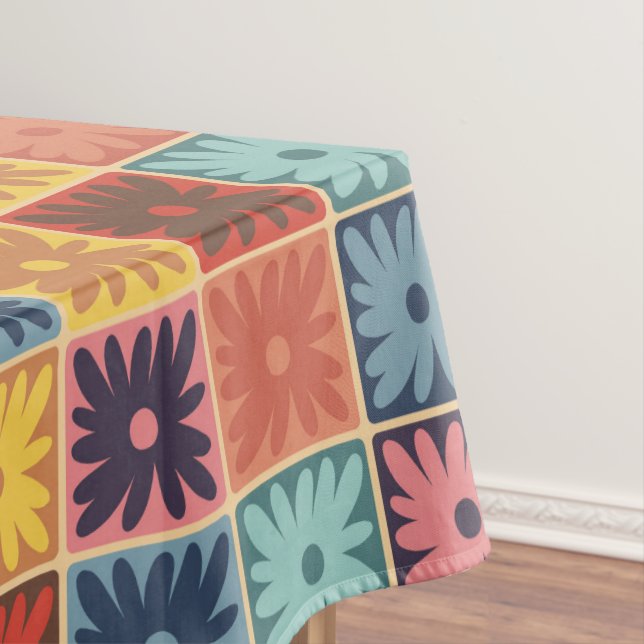 Mantel Patrón de cuadros florales retro 70 (In Situ)