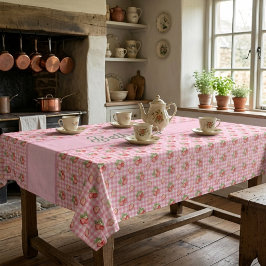 Mantel Patrón de cuadros gingham rosa fresa