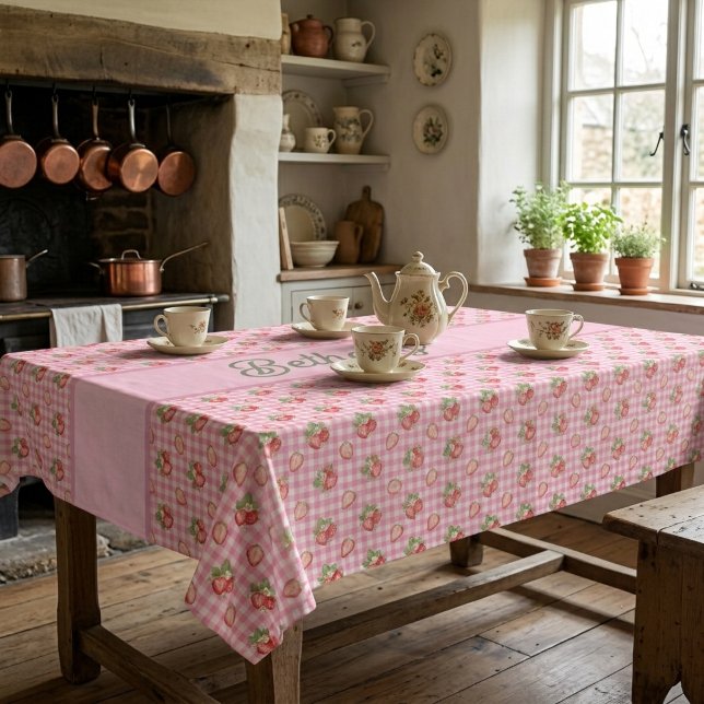 Mantel Patrón de cuadros gingham rosa fresa (Subido por el creador)