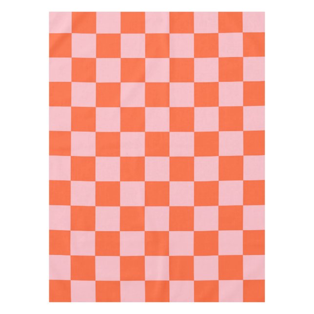 Mantel Patrón de cuadros naranja y rosa (Anverso)