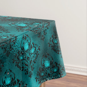 Mantel Patrón de damasco con brillo ombre azul verde glam