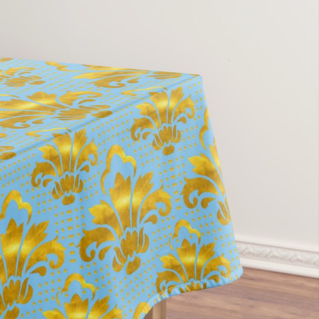 Mantel Patrón de Damasco dorado azul (In Situ)
