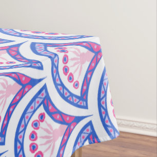 Mantel patrón de damasco floral azul