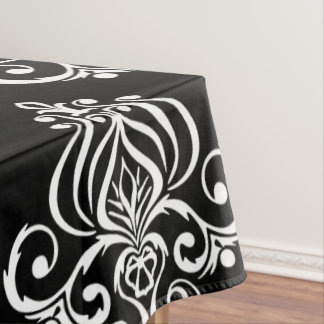 Mantel Patrón de damasco negro y blanco personalizado