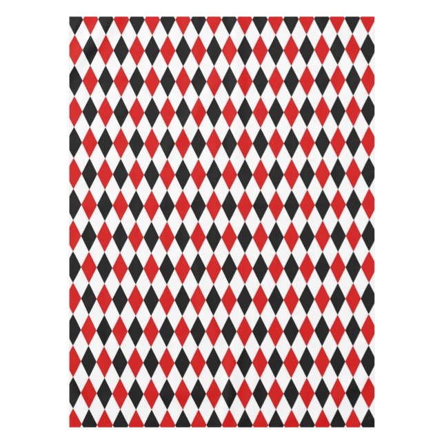 Mantel Patrón de diamante Harlequin negro rojo (Anverso)