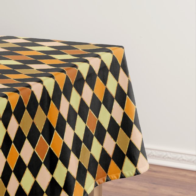 Mantel Patrón de diamante negro Naranja retro festivo (In Situ)