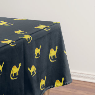 Mantel Patrón de dinosaurios amarillos en azul