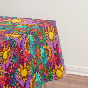 Mantel Patrón de diversión con flores y manos
