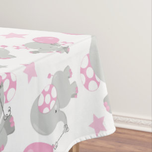Mantel Patrón de Elefantes, Elefantes Cutos - Gris Rosa