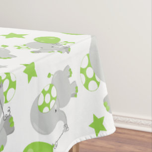 Mantel Patrón de Elefantes, Elefantes Cutos - Gris Verde