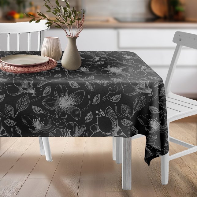 Mantel Patrón de esquema floral esbozado gris/negro ID939 (Subido por el creador)