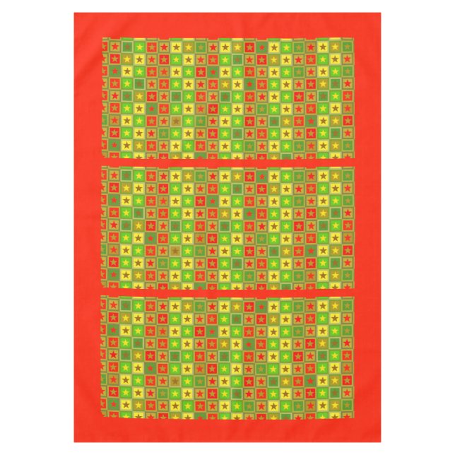 Mantel Patrón de estrellas y cuadrados divertidos + tu id (Anverso)