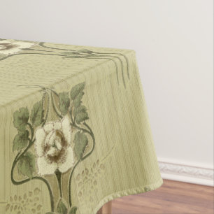 Mantel Patrón de flor blanca estilo Misión Art Nouveau
