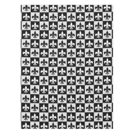 Mantel Patrón de flor blanco negro controlado-De-Lis