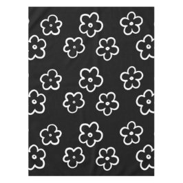 Mantel Patrón de flor blanco y negro