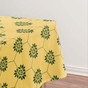 Mantel Patrón de flor de Barcelona verde amarillo vintage