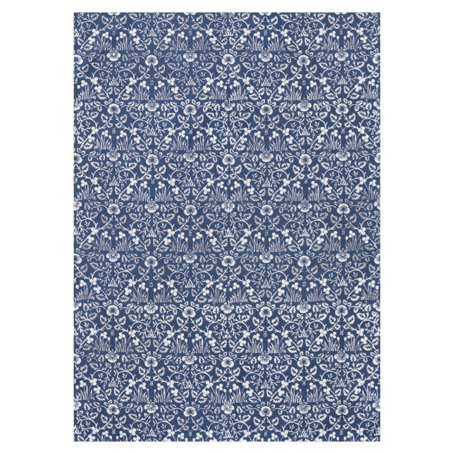 Mantel Patrón de flor de fondo azul Morris Vintage 1882 (Anverso)