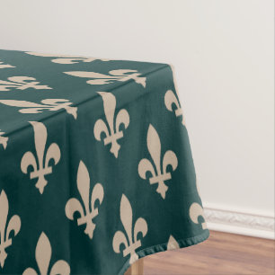 Mantel Patrón de Flor de Lis, Crema Real Francesa sobre V