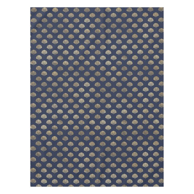 Mantel Patrón de flor de oro y marina de estilo Art Déco  (Anverso)