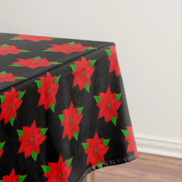 Mantel Patrón de Flor de Poinsettia sobre Negro
