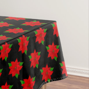 Mantel Patrón de Flor de Poinsettia sobre Negro