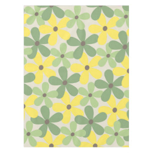 Mantel Patrón de flor del año 2007 retro amarillo verde