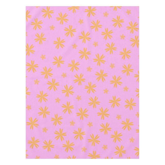 Mantel Patrón de flor hippie rosado de Naranja preppy (Anverso)