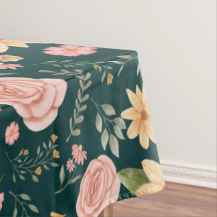 Mantel Patrón de Flor Silvestre Elegante Verde Oscuro