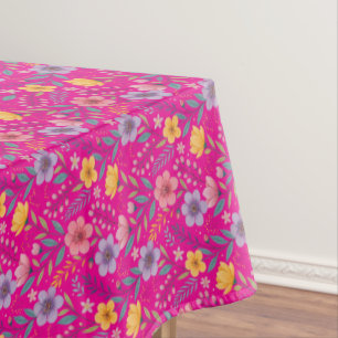 Mantel Patrón de flor silvestre simple rosa