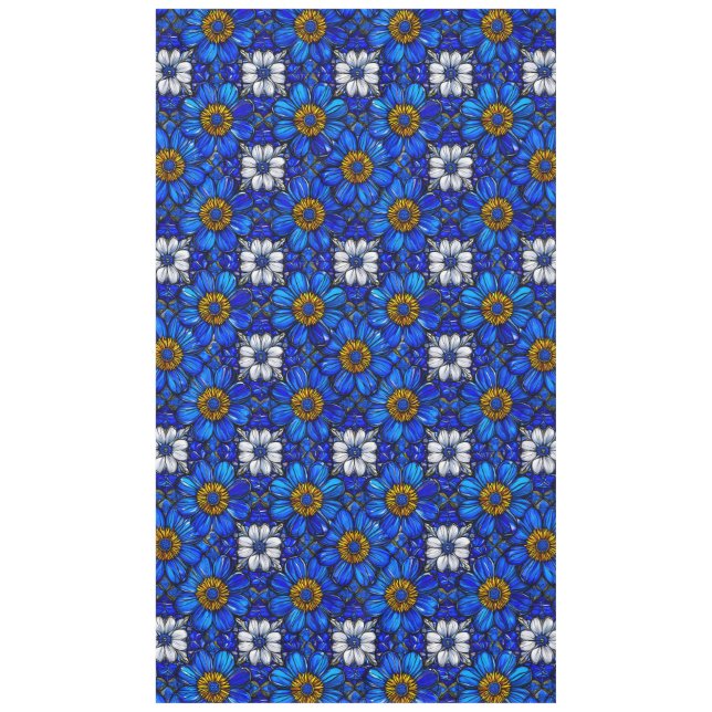 Mantel patrón de flores azules (Anverso)