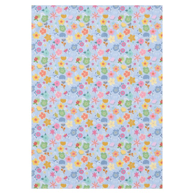 Mantel Patrón de flores boho B01.w Lblue BG (Anverso)
