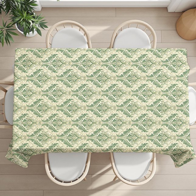 Mantel Patrón de flores botánicas vintage verde y beige (Subido por el creador)