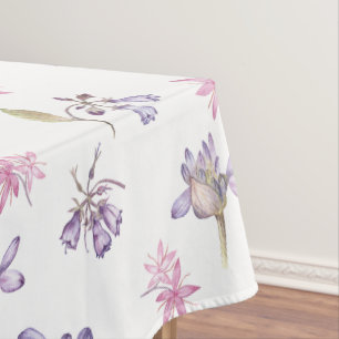 Mantel Patrón de flores de color de agua morado inglés mo