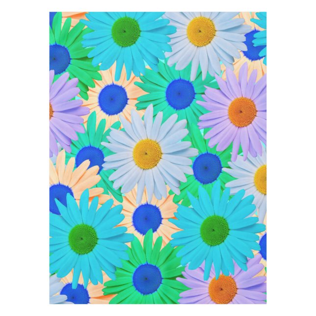 Mantel Patrón de flores de margarita coloridas (Anverso)