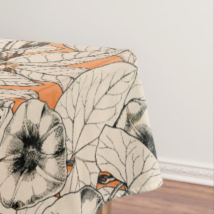 Mantel Patrón de flores gráficas blancas naranja
