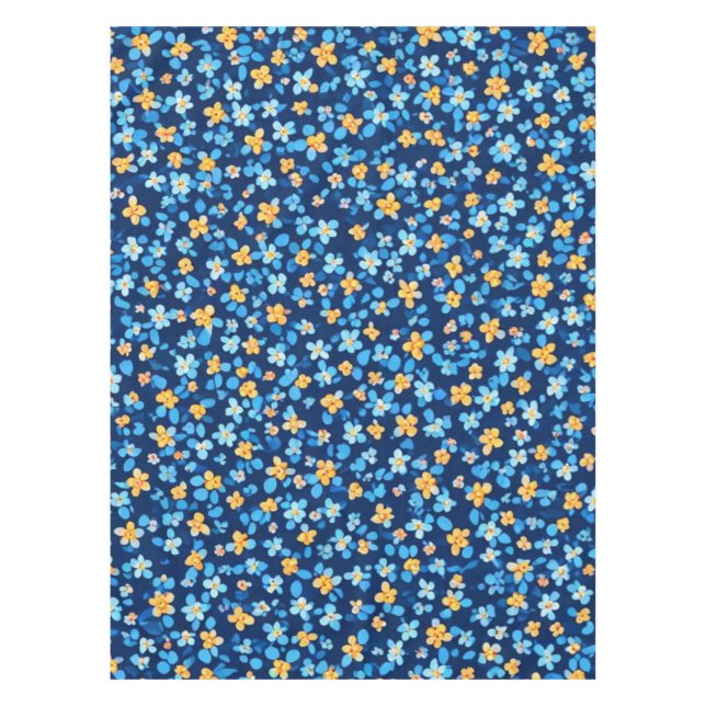 Mantel Patrón de flores pequeñas azules (Anverso)