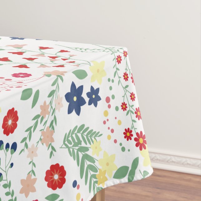 Mantel Patrón de flores silvestres blancas simples (In Situ)