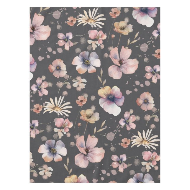 Mantel Patrón de flores silvestres de acuarela boho malhu (Anverso)