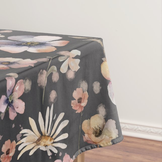 Mantel Patrón de flores silvestres de acuarela boho malhu (In Situ)