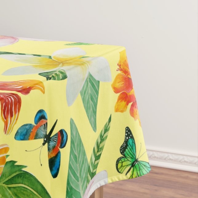 Mantel Patrón de flores y mariposas tropicales (In Situ)