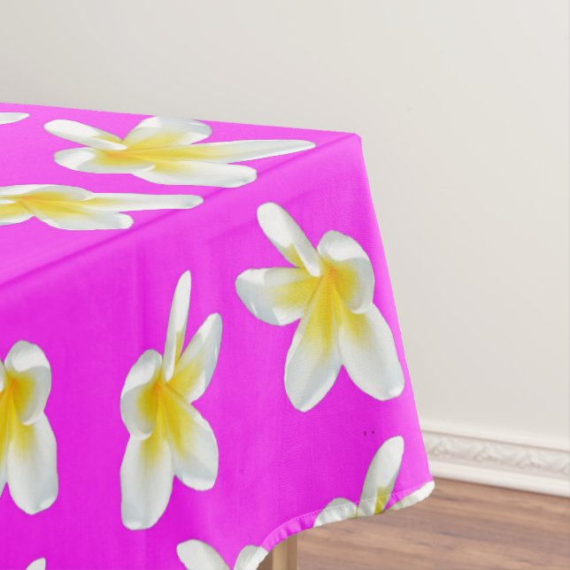 Mantel Patrón de frangipani amarillo y rosa caliente, (In Situ)