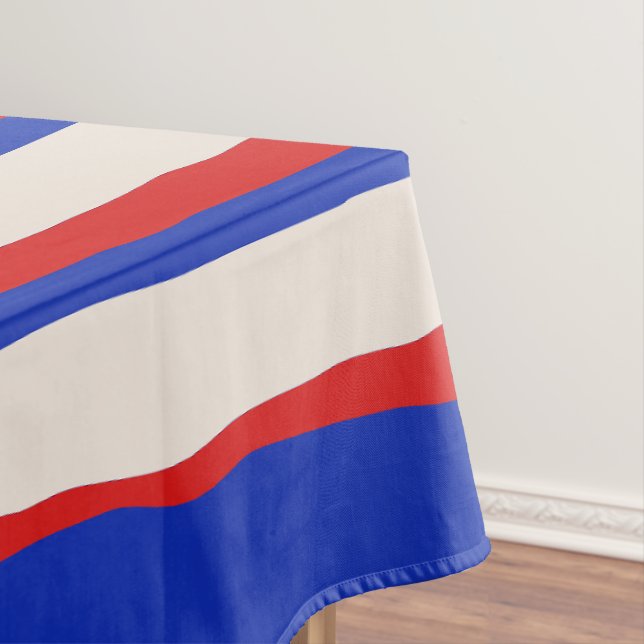 Mantel Patrón de franja serbia ondulado Crema roja azul b (In Situ)