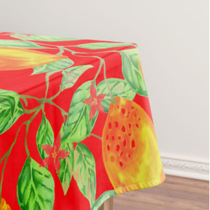 Mantel Patrón de fruta de limón cosecha roja amarilla