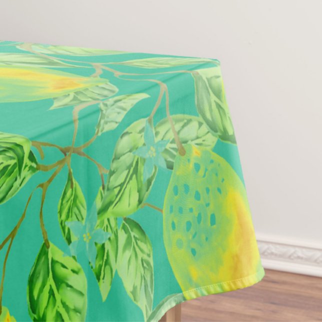 Mantel Patrón de fruta de limón cosecha turquesa amarilla (Subido por el creador)