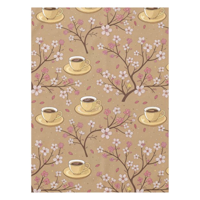 Mantel Patrón de funda de café Flor de Cerezo (1) (Anverso)