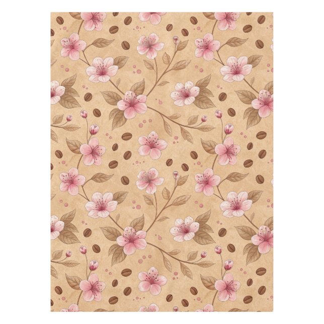 Mantel Patrón de funda de café Flor de Cerezo (5) (Anverso)