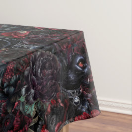 Mantel Patrón de gato negro gótico y flores oscuras