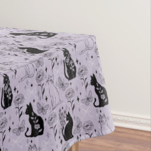 Mantel Patrón de gato negro místico y mariposa   Brujería
