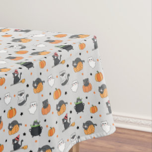 Mantel Patrón de gatos y fantasmas de Halloween