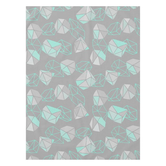 Mantel Patrón de gemas modernas gris y aqua   (Anverso)